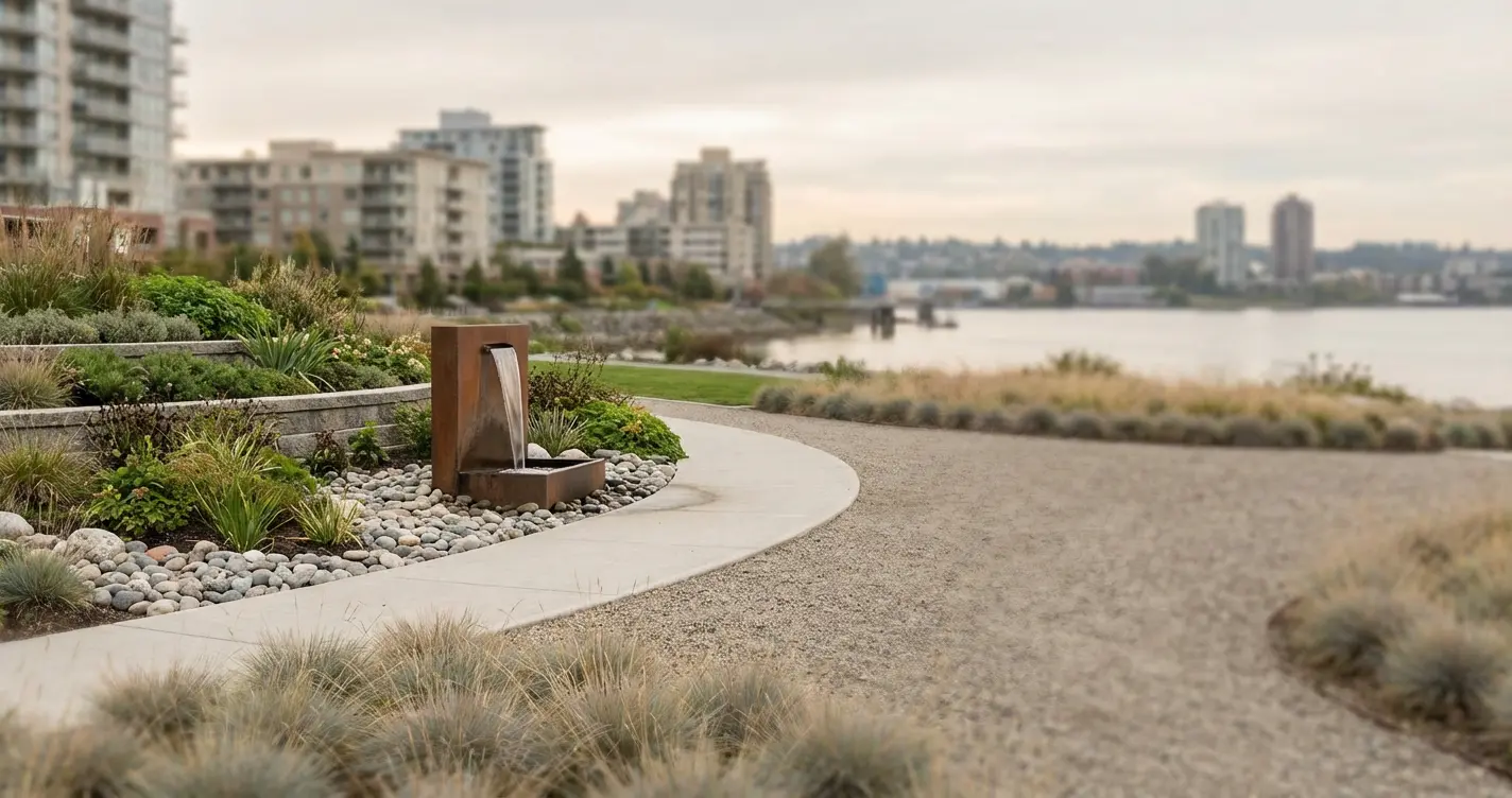 Beautiful landscape design for a strata property with manicured lawns, trimmed hedges, and clean garden beds